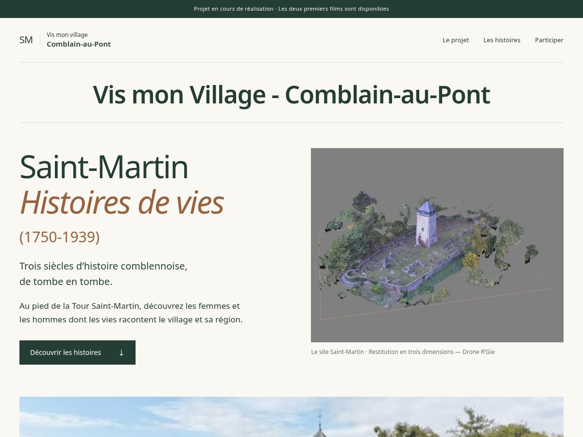 Landing-page snapshot of vismonvillage-comblain-patrimoine-saint-martin.site