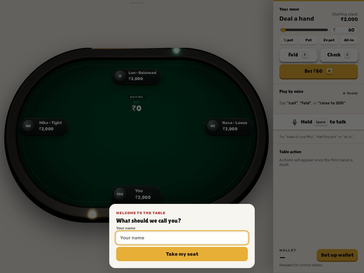 Landing-page snapshot of voicepoker.site