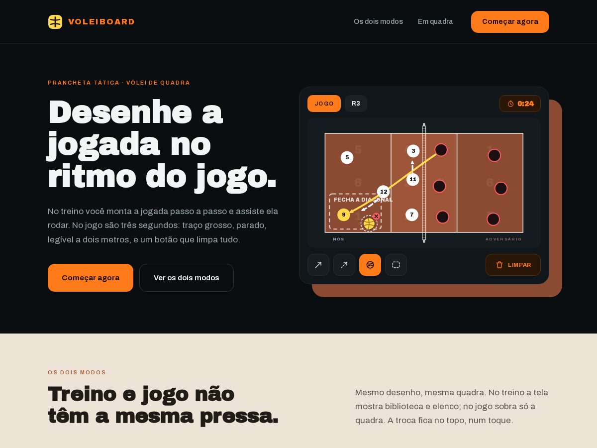 Landing-page snapshot of voleiboard.com