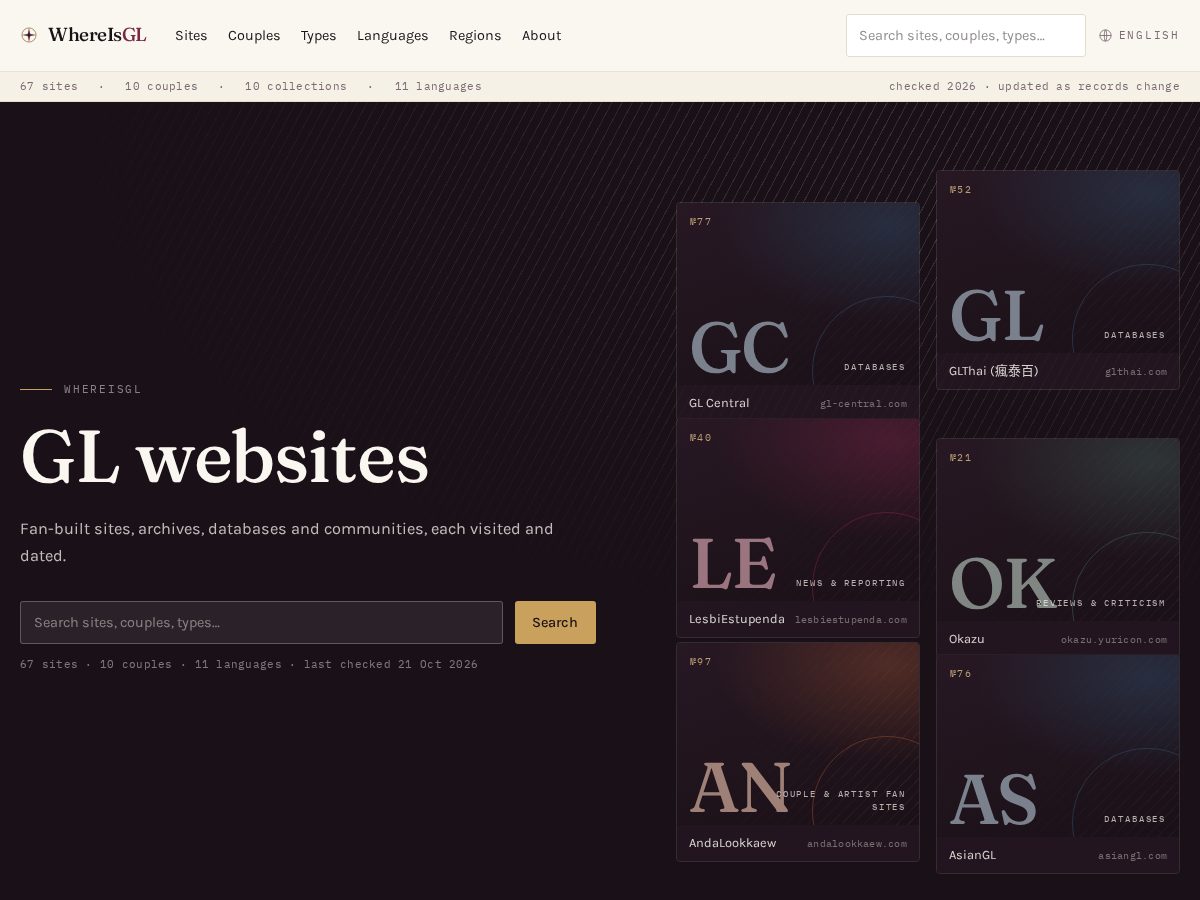 Landing-page snapshot of whereisgl.com