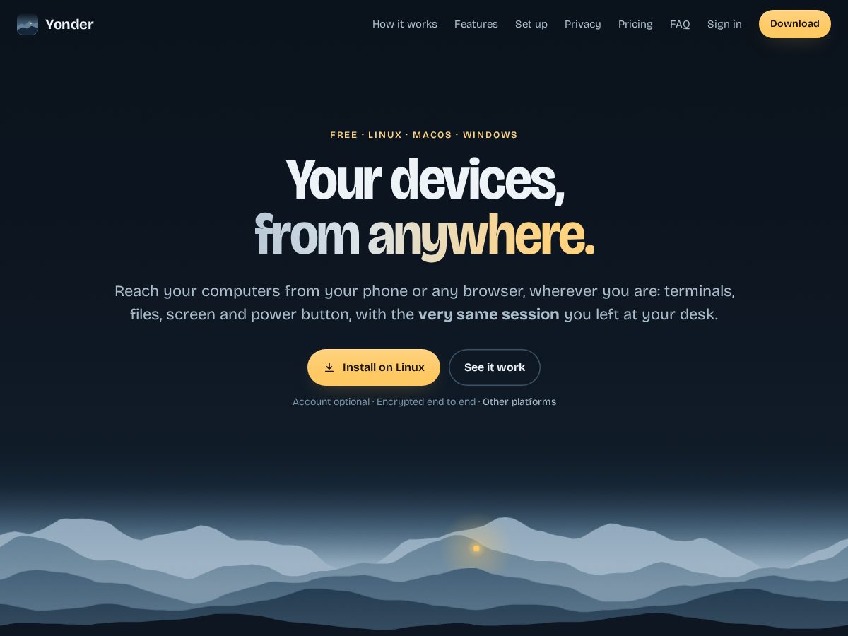 Landing-page snapshot of yonderdesk.app