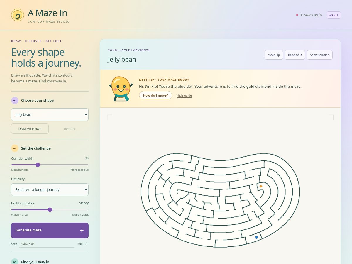 Landing-page snapshot of youmakemaze.com