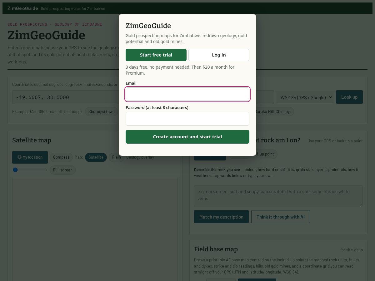 Landing-page snapshot of zimgeoguide.com