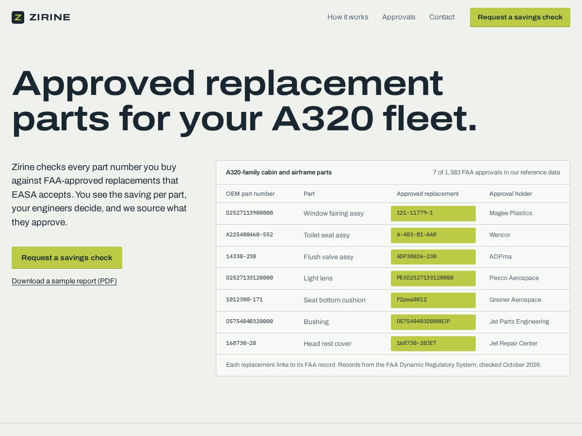 Landing-page snapshot of zirine.com