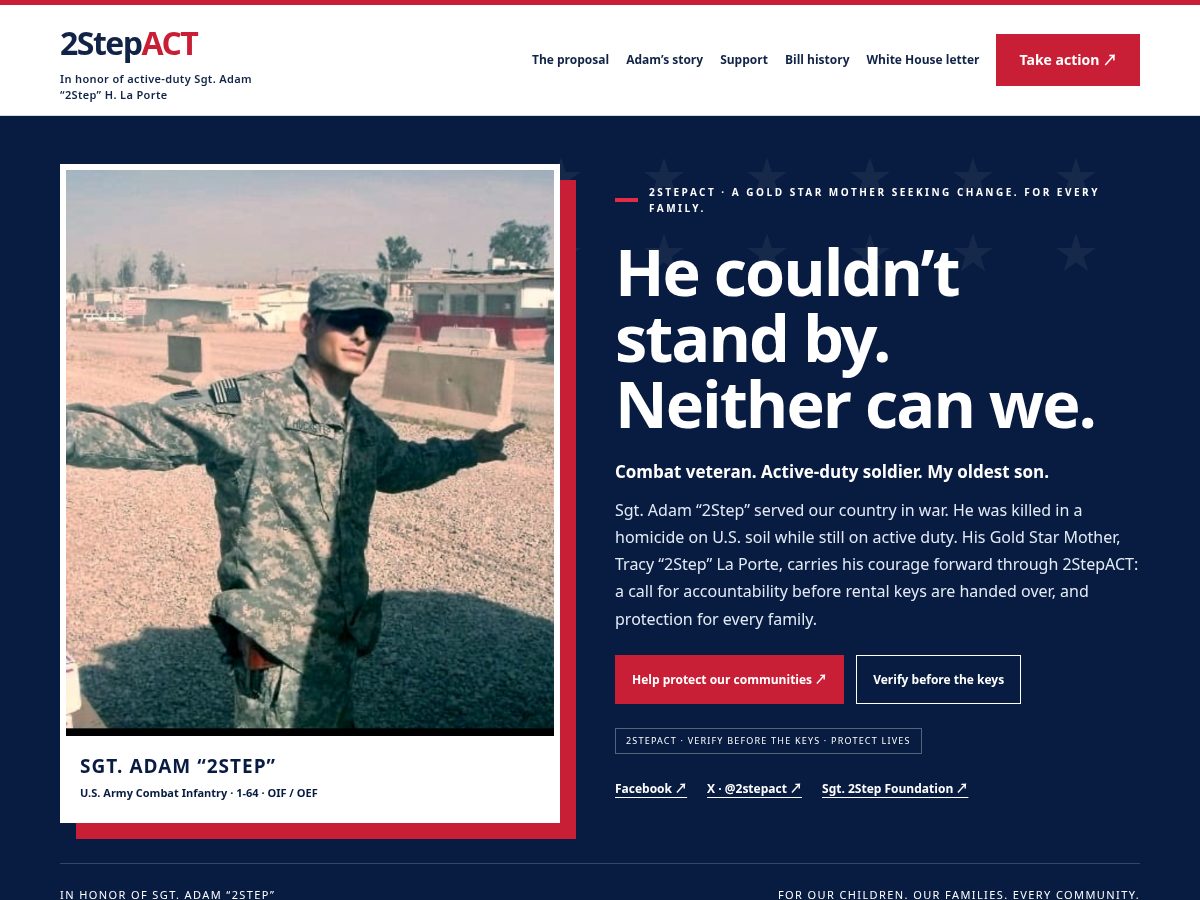 Landing-page snapshot of 2stepact.org