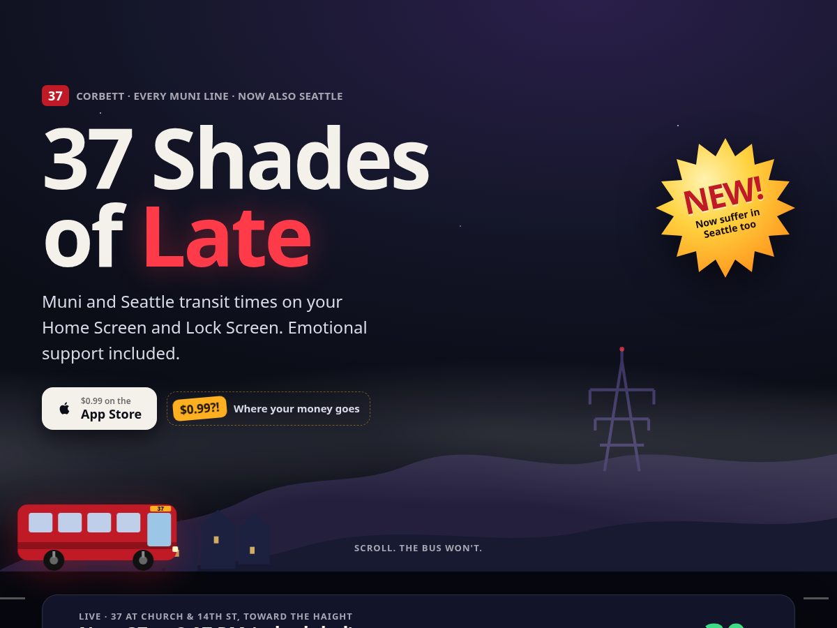 Landing-page snapshot of 37shadesoflate.com