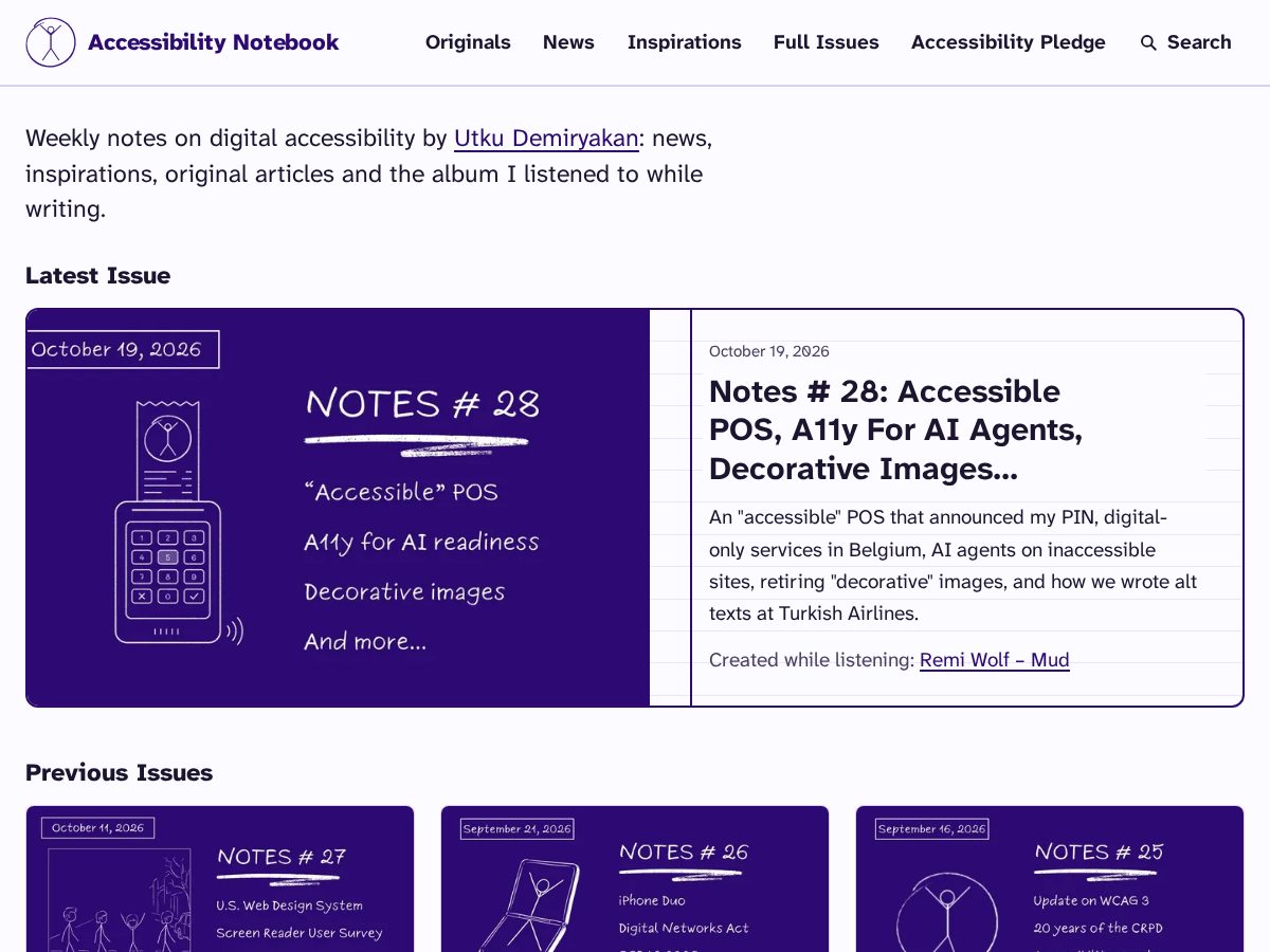 Landing-page snapshot of accessibilitynotebook.com