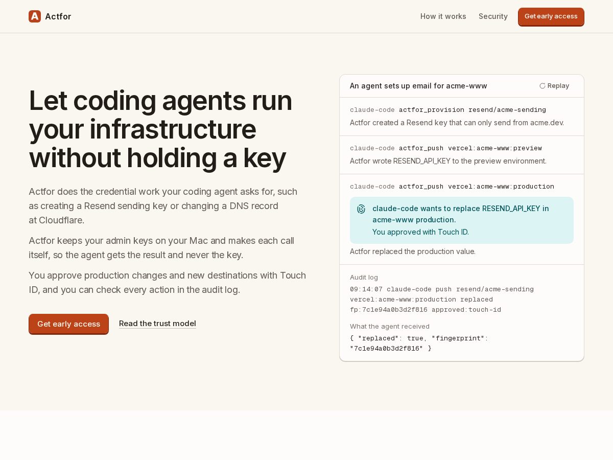 Landing-page snapshot of actfor.dev
