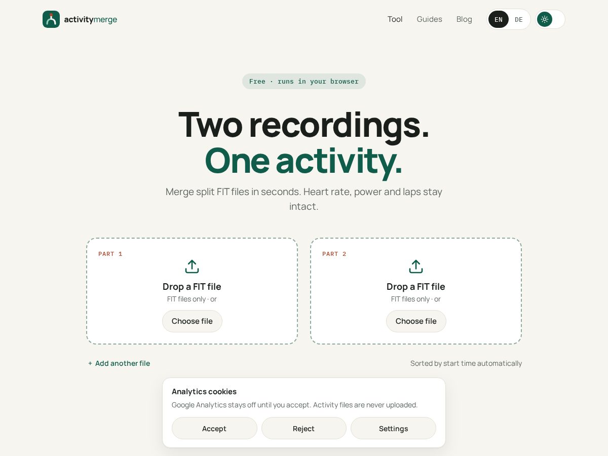 Landing-page snapshot of activitymerge.com