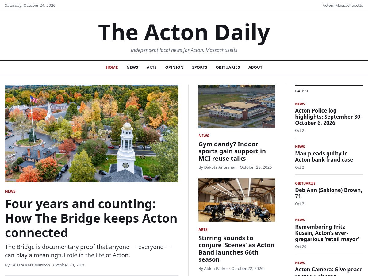 Landing-page snapshot of actondaily.org