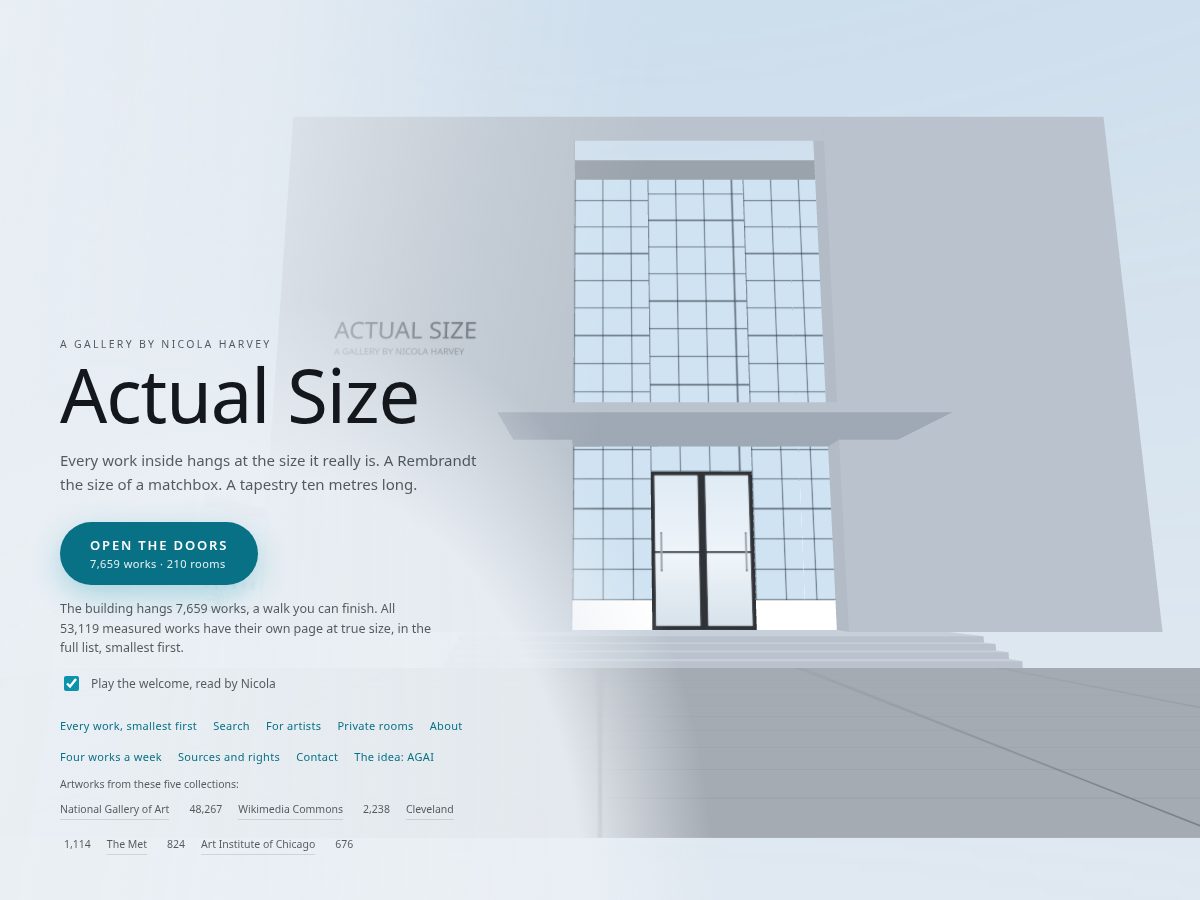 Landing-page snapshot of actualsize.art