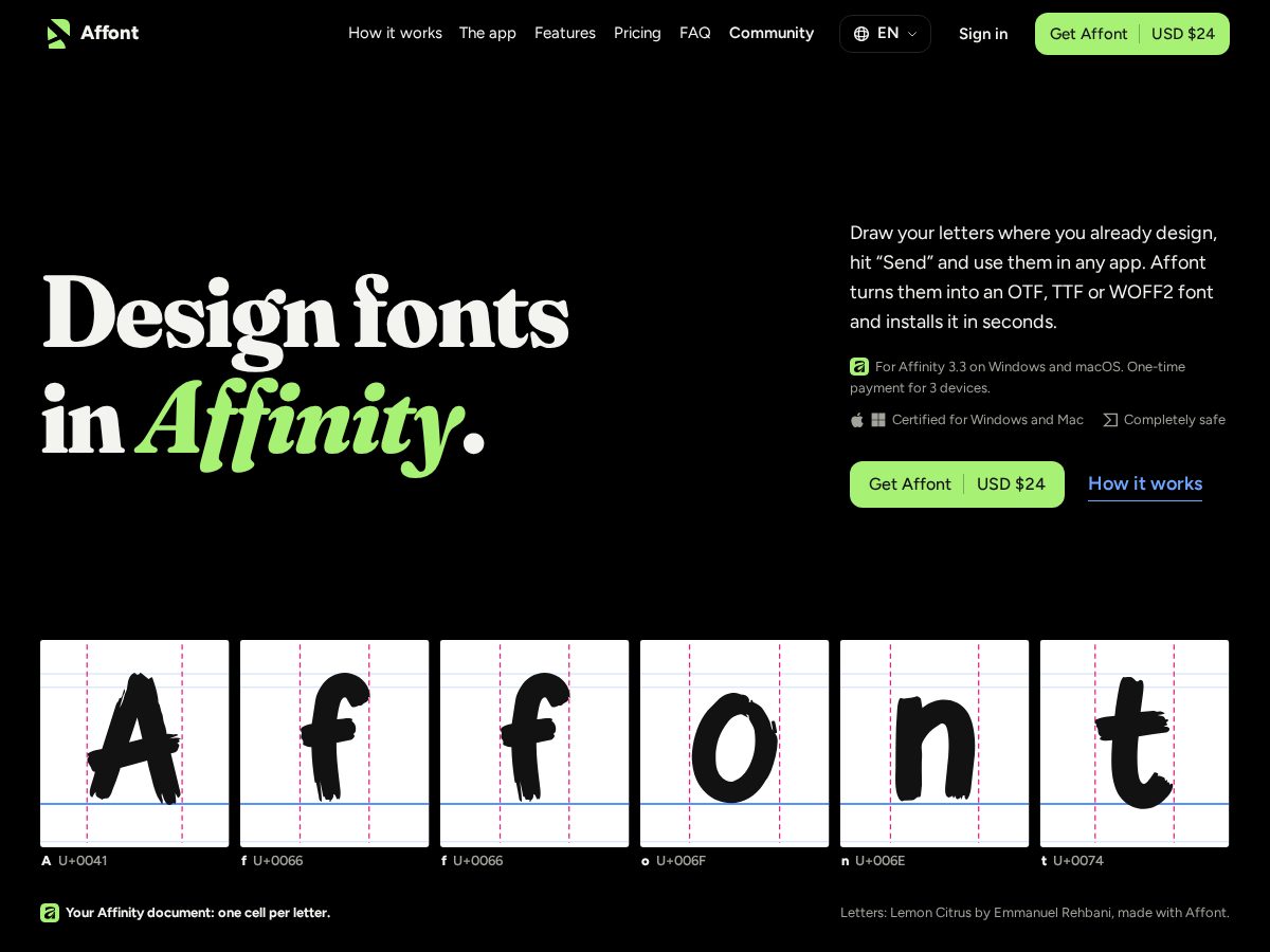 Landing-page snapshot of affont.org
