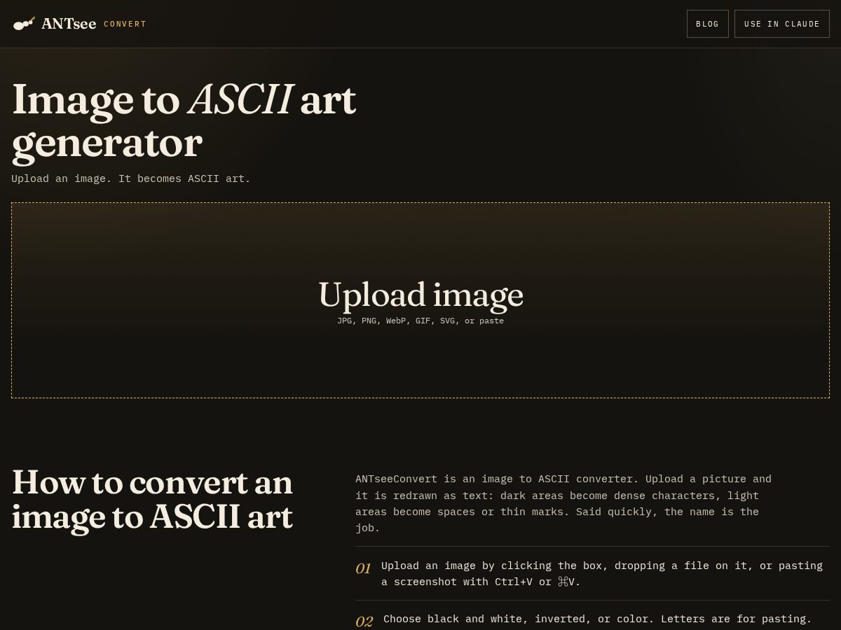 Landing-page snapshot of antsee.art