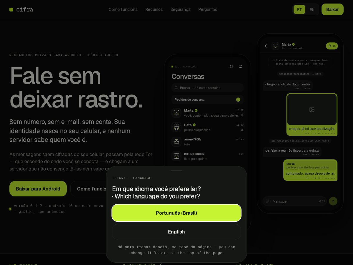 Landing-page snapshot of appcifra.org