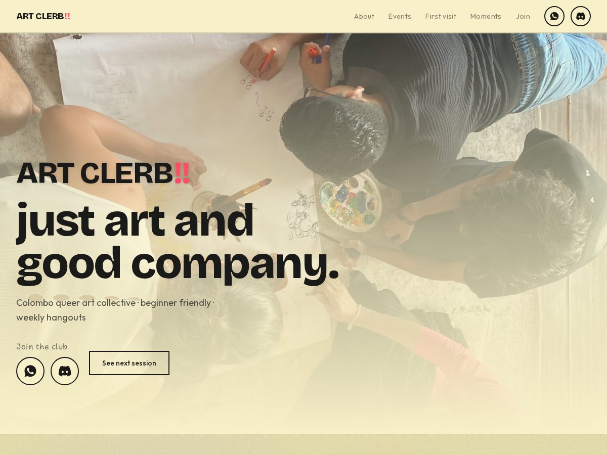 Landing-page snapshot of artclerb.com