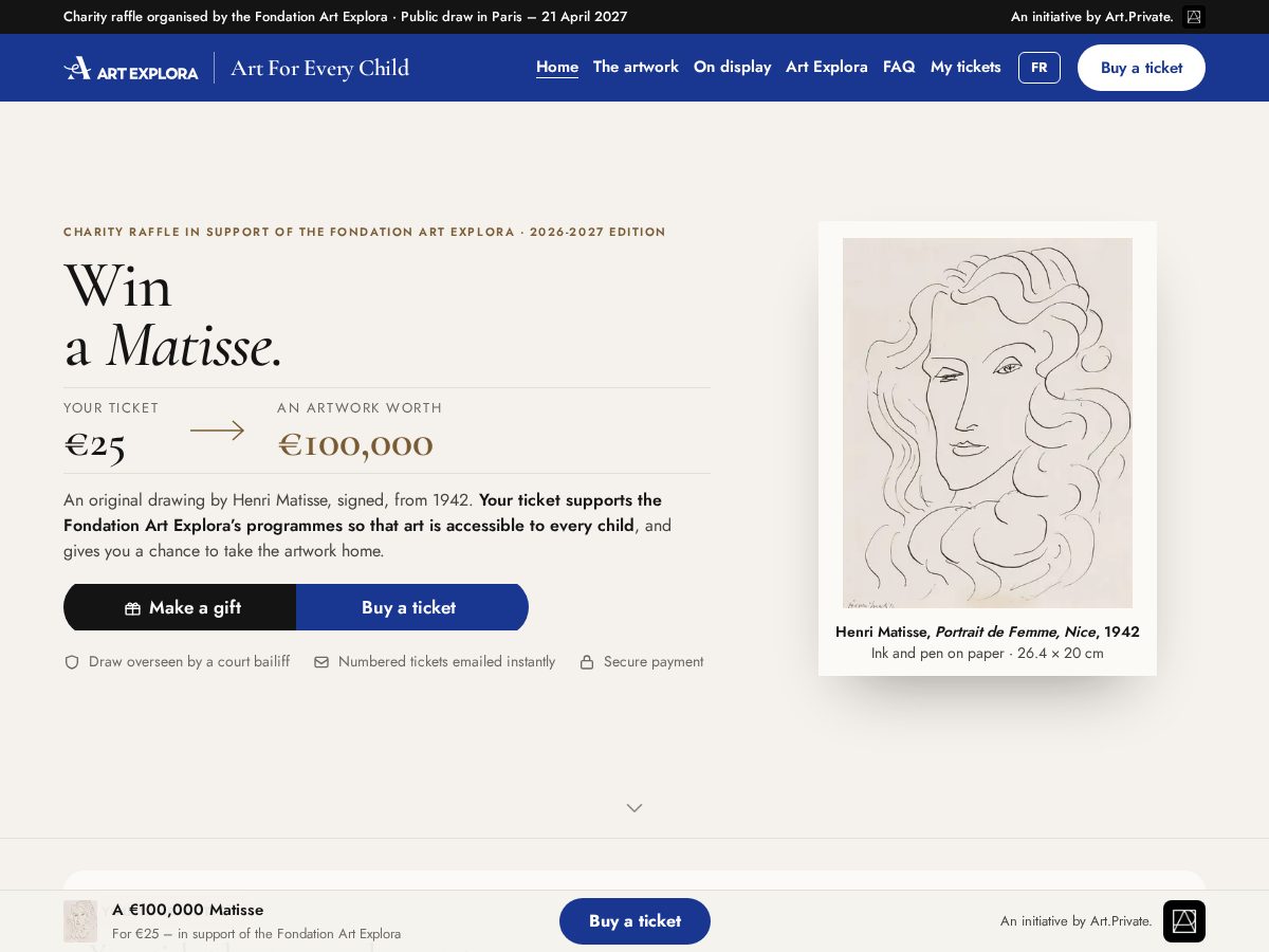 Landing-page snapshot of artpourlesenfants.com
