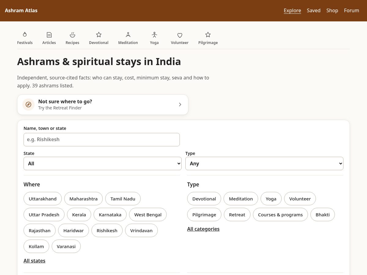 Landing-page snapshot of ashramatlas.com