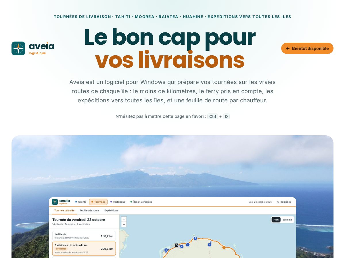 Landing-page snapshot of aveia-logistique.com