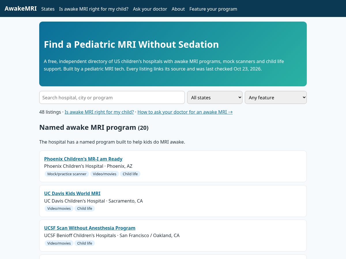Landing-page snapshot of awakemri.org