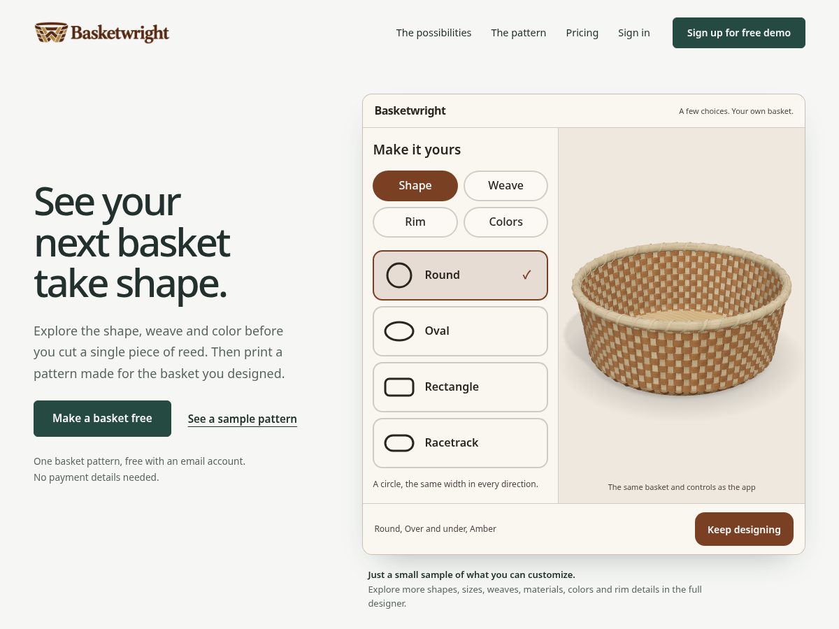 Landing-page snapshot of basketwright.com