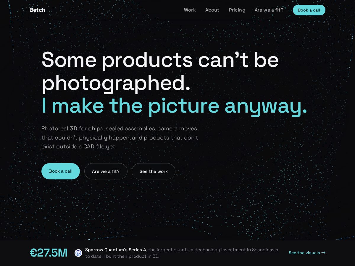 Landing-page snapshot of betchvisuals.com
