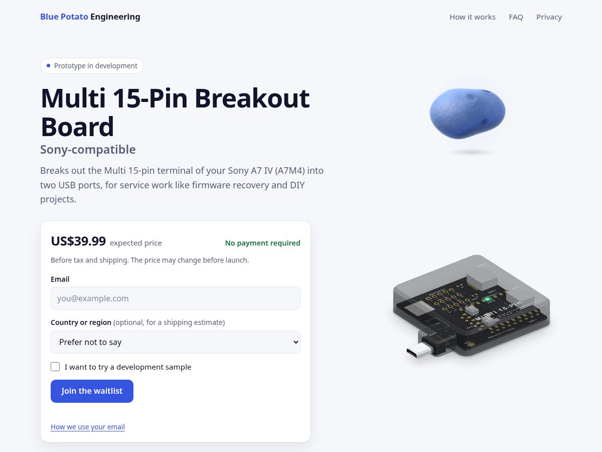 Landing-page snapshot of bluepotato.shop