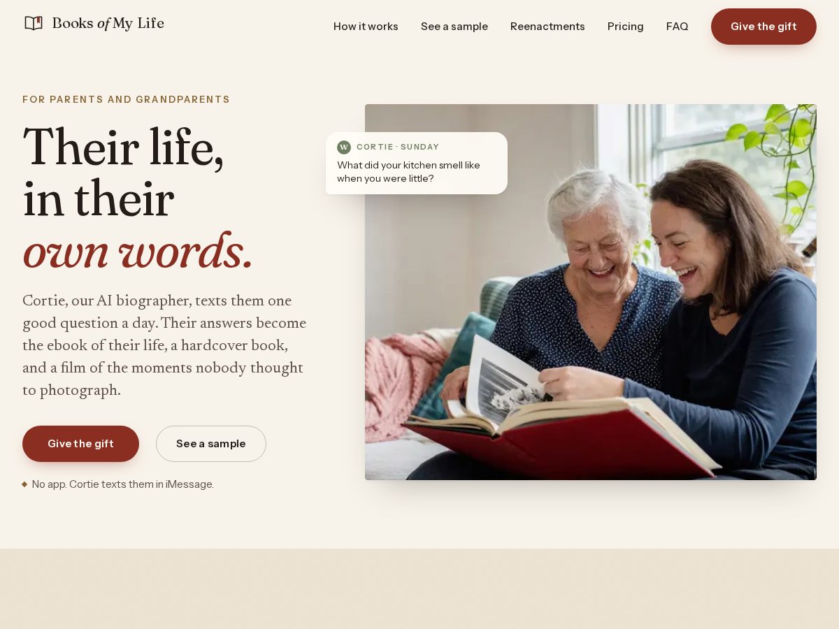 Landing-page snapshot of booksofmylife.com