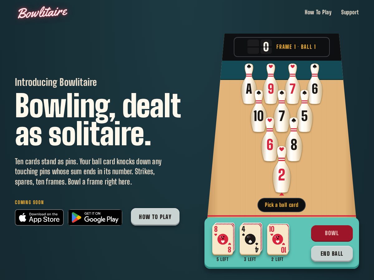 Landing-page snapshot of bowlitaire.com