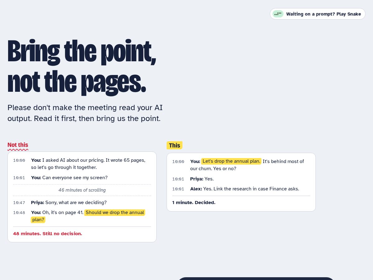 Landing-page snapshot of bringthepoint.com