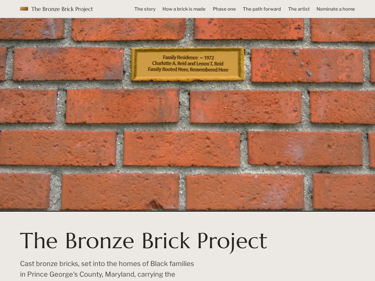 Landing-page snapshot of bronzebrickproject.org