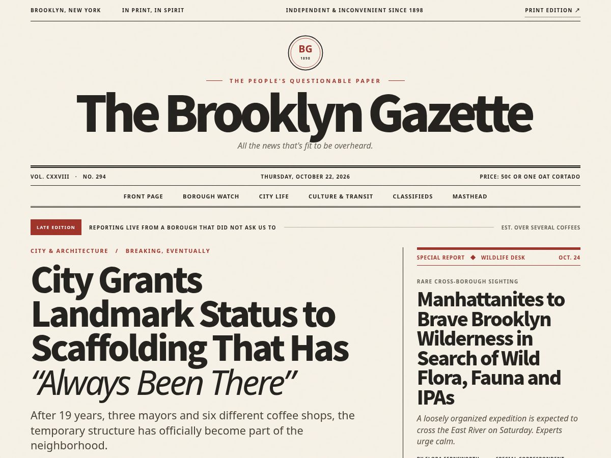 Landing-page snapshot of brooklyngazette.org