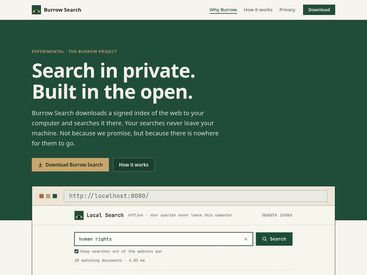 Landing-page snapshot of burrowproject.org