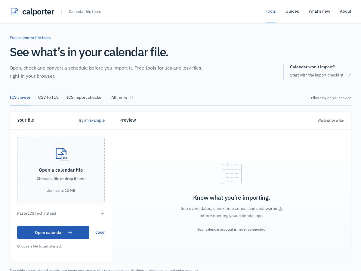 Landing-page snapshot of calporter.com