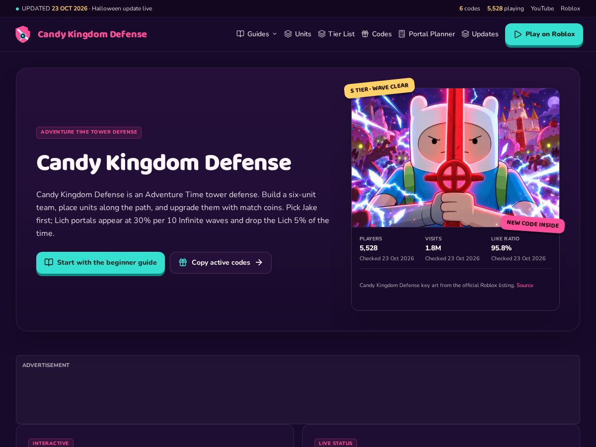 Landing-page snapshot of candy-kingdom-defense.org