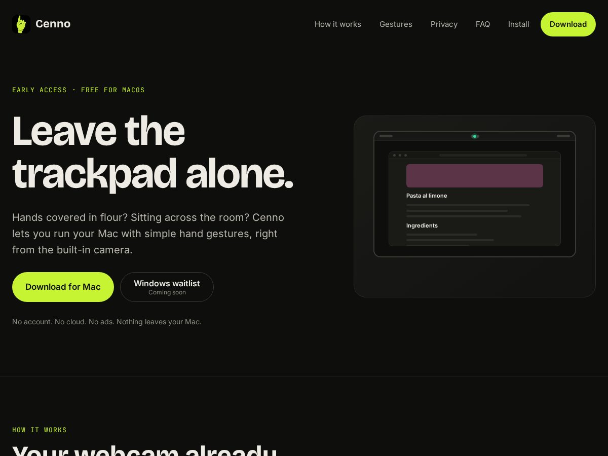 Landing-page snapshot of cennoapp.com
