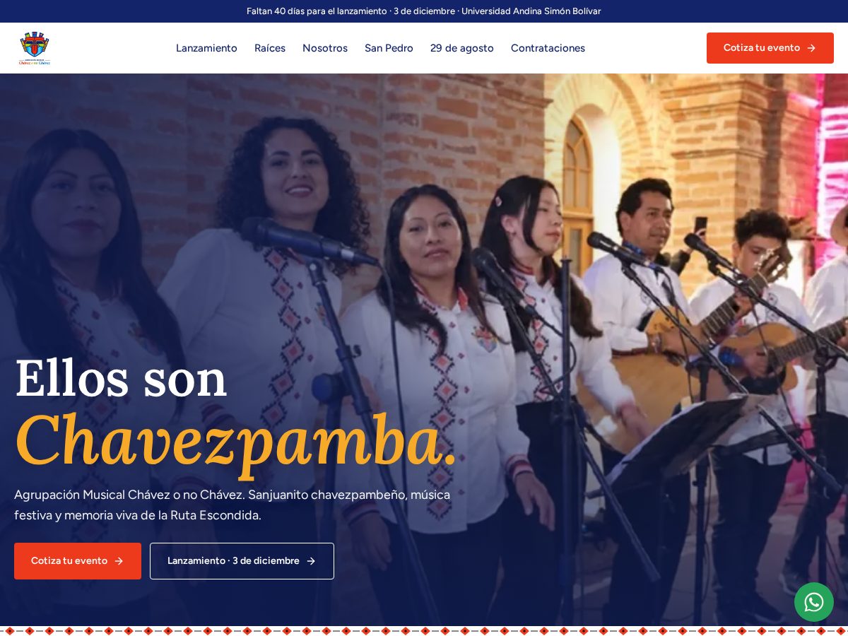 Landing-page snapshot of chavezonochavez.com