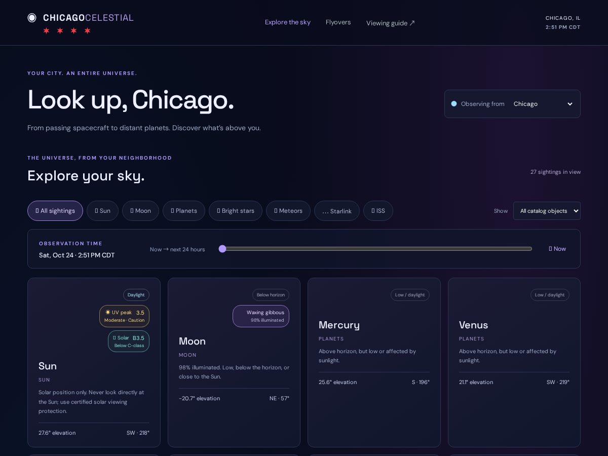 Landing-page snapshot of chicagocelestial.com