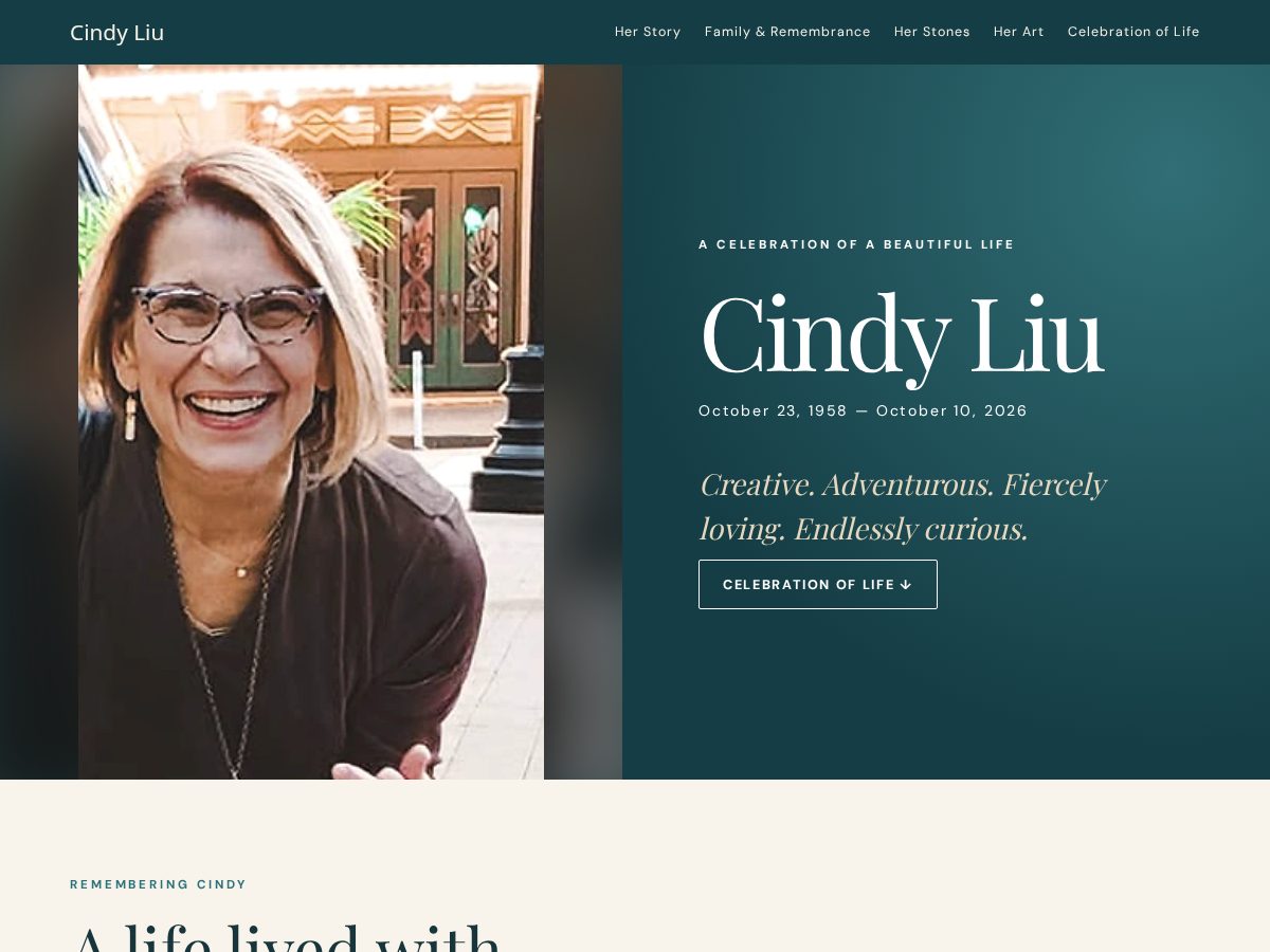 Landing-page snapshot of cindyliu.info