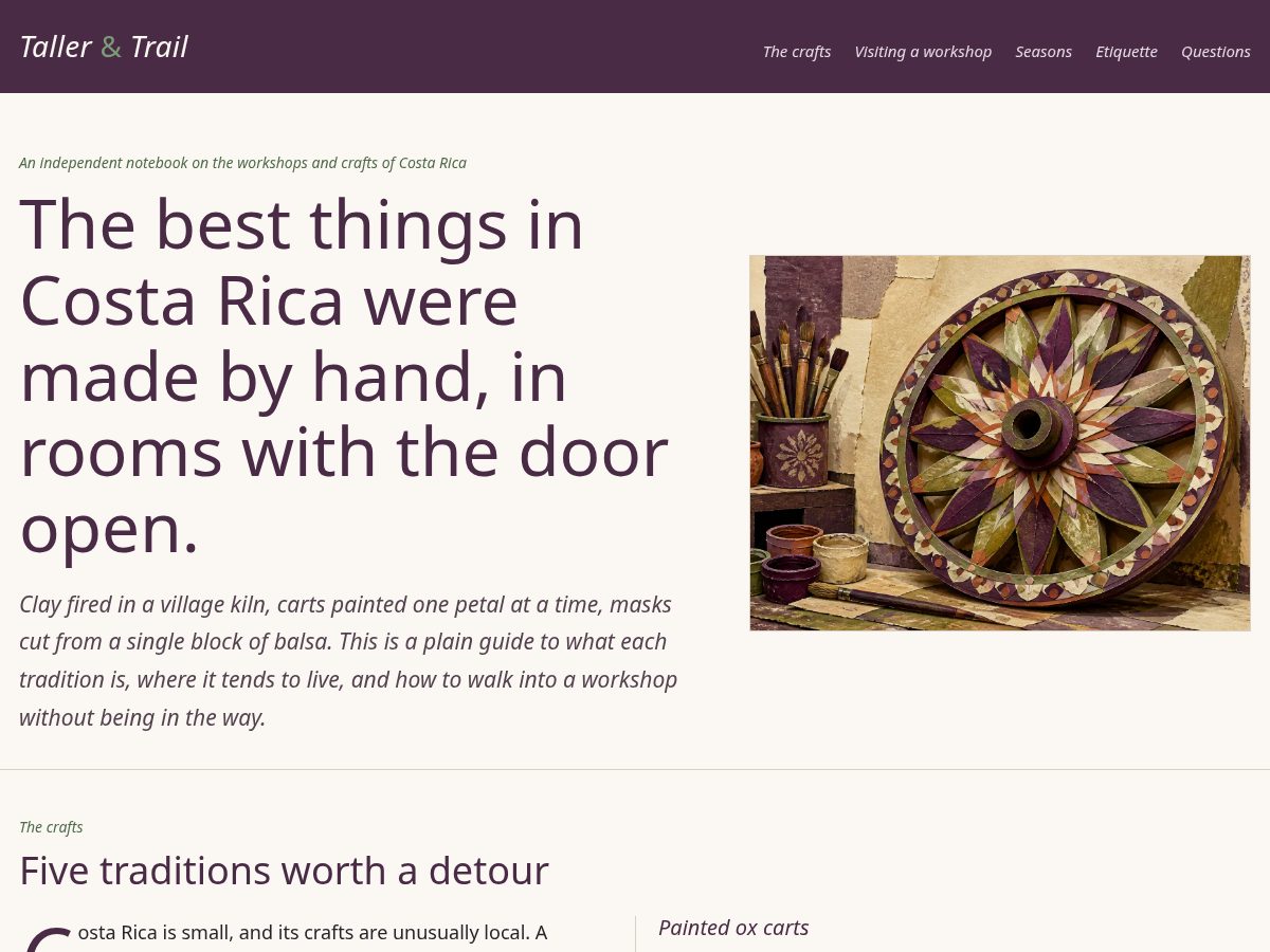 Landing-page snapshot of costaricaarttour.com