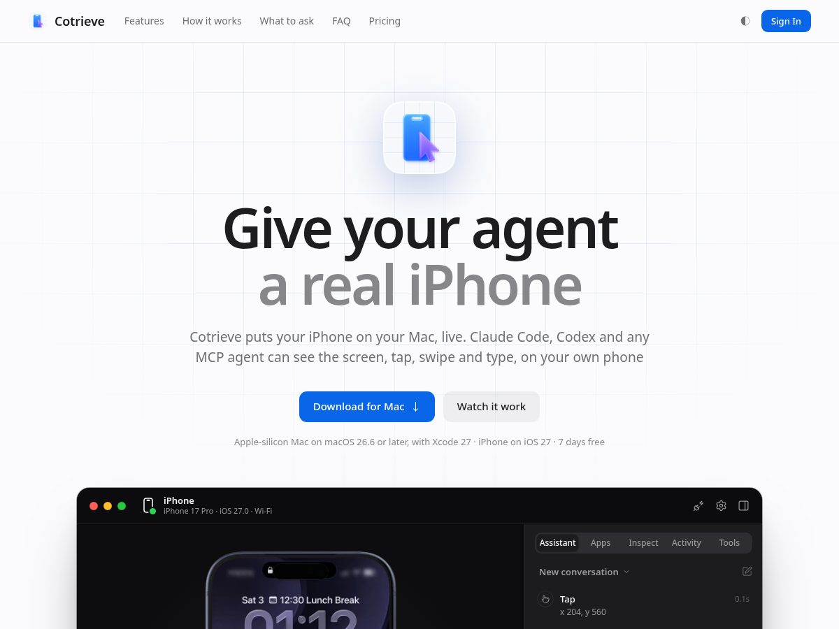 Landing-page snapshot of cotrieve.com