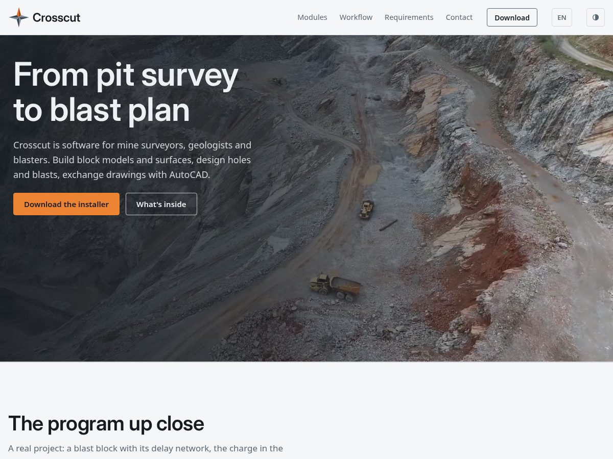 Landing-page snapshot of crosscut-mine.com