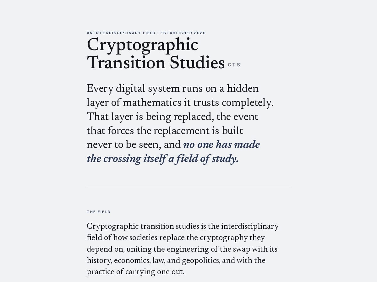 Landing-page snapshot of cryptographictransitionstudies.org