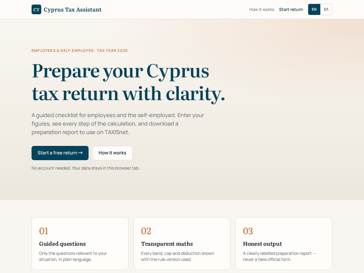 Landing-page snapshot of cyprustaxreturn.com