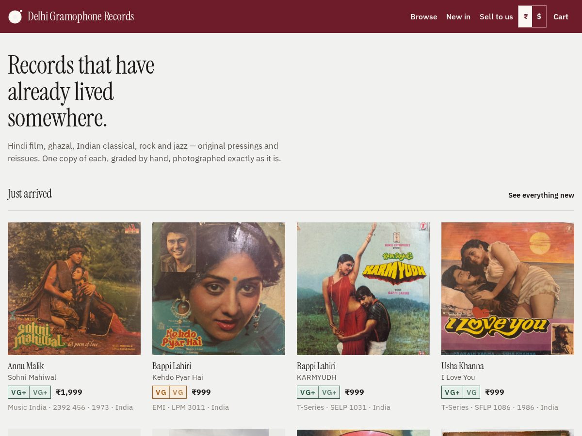 Landing-page snapshot of delhigramophonerecords.com