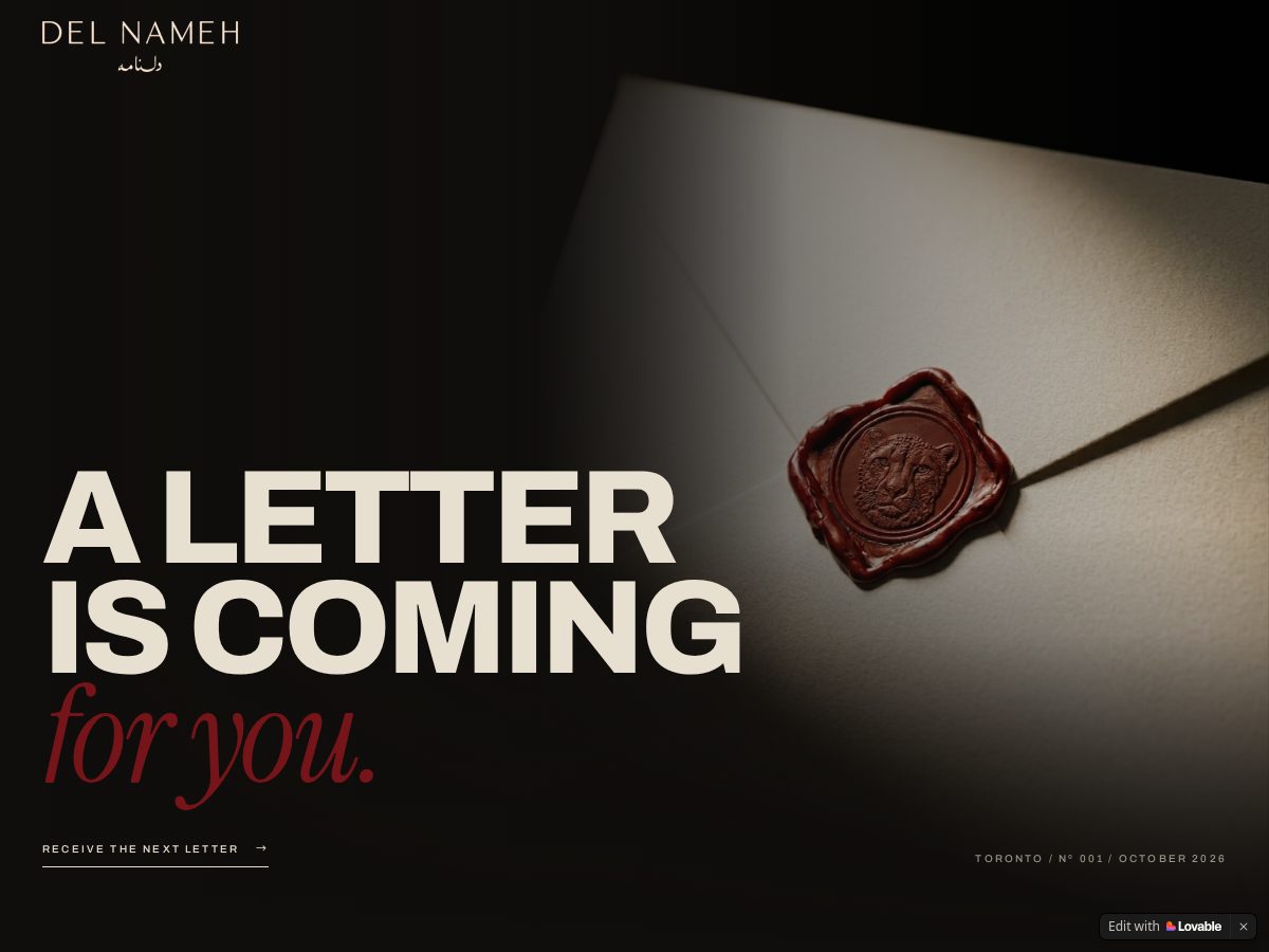 Landing-page snapshot of delnameh.org