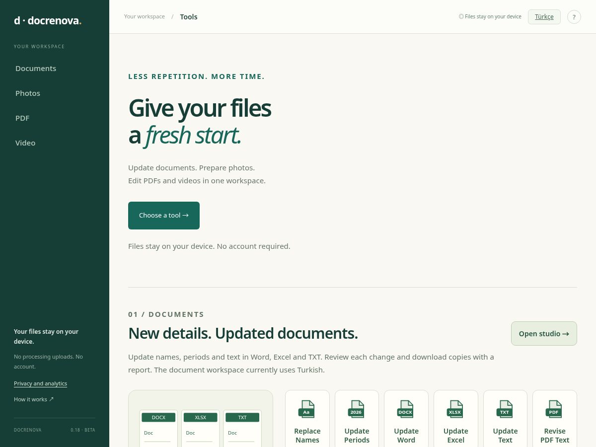 Landing-page snapshot of docrenova.com