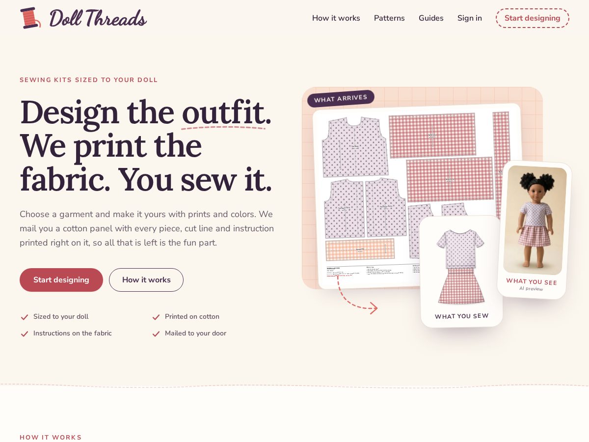 Landing-page snapshot of dollthreads.com