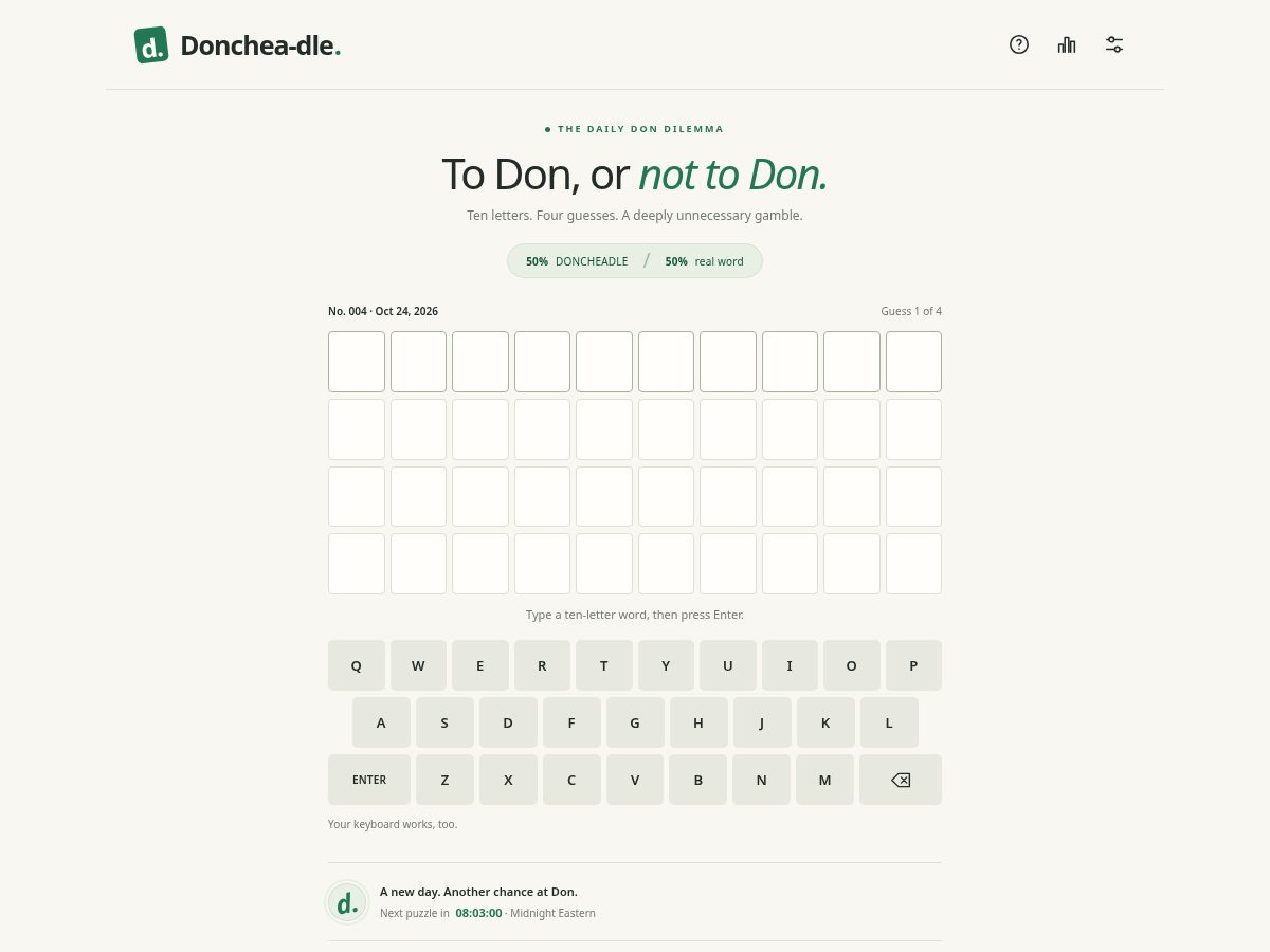 Landing-page snapshot of donchea-dle.com