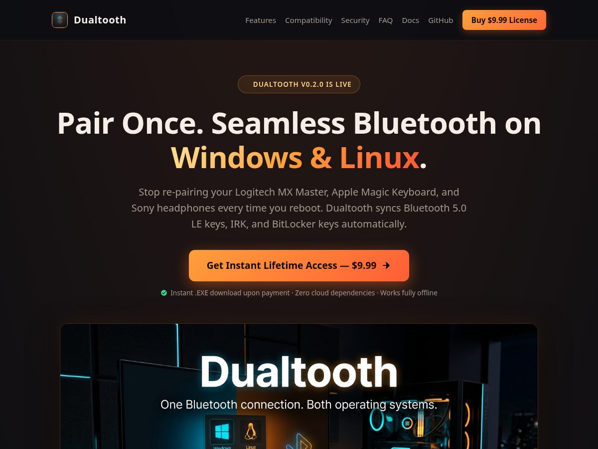Landing-page snapshot of dualtooth.com