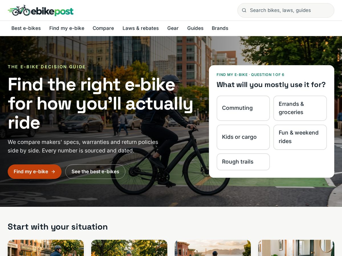 Landing-page snapshot of ebikepost.com